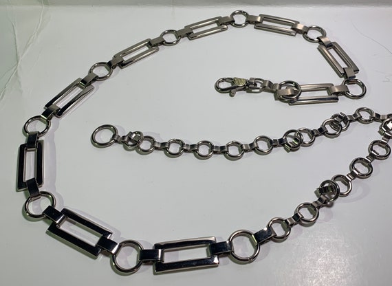 Vintage Silver Chain Belt Adjustable Belt Shinny … - image 1