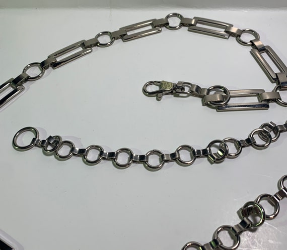 Vintage Silver Chain Belt Adjustable Belt Shinny … - image 2