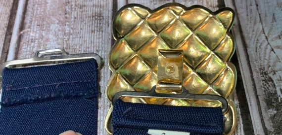 Vintage Navy Belt Gold Buckle 2 1/2” x 3”Expandab… - image 3