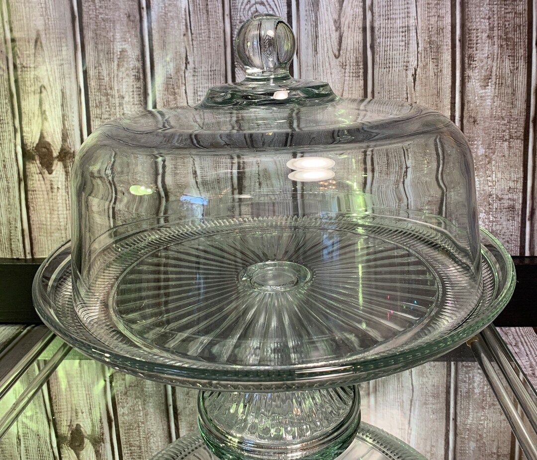 Vintage Indiana Glass Crystal Cake Pedistal With Dome 3 in 1 Etsy