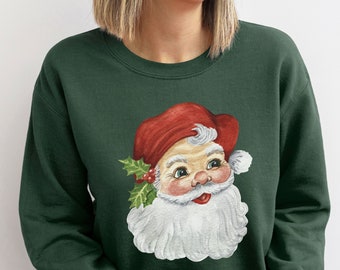 Vintage Santa Sweatshirt, Cute Retro Santa, Vintage Santa Shirt, Cute Christmas Sweatshirt, Christmas Party Shirt, Xmas Unisex Shirt