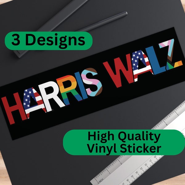 thumbnail image 2 of Republicans For Kamala Harris 2024 Bumper Sticker – Tim Walz, Presidential Campaign Decor, 3x10 Inches 2 of 6