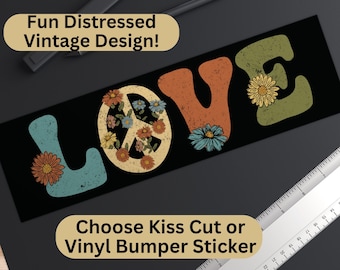 Peace Love Sticker, Hippie Bumper Sticker, Peace Sticker, Boho Sticker, Peace Sign Sticker,Retro Peace Sticker,Gift for Hippie,Kindness Gift