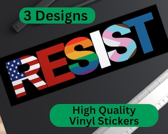 Resist Bumper Sticker, LGBTQ Rights, Trans Equality, Liberal Sticker, Anti MAGA,Stop Project 2025,Social Justice Gift,Gay Pride,Civil Rights