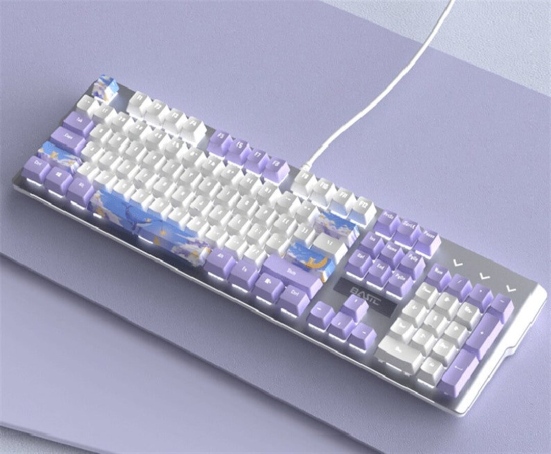 104 Keys Fantasy Star Whale Theme Keyboard With Custom Keycaps, Gaming