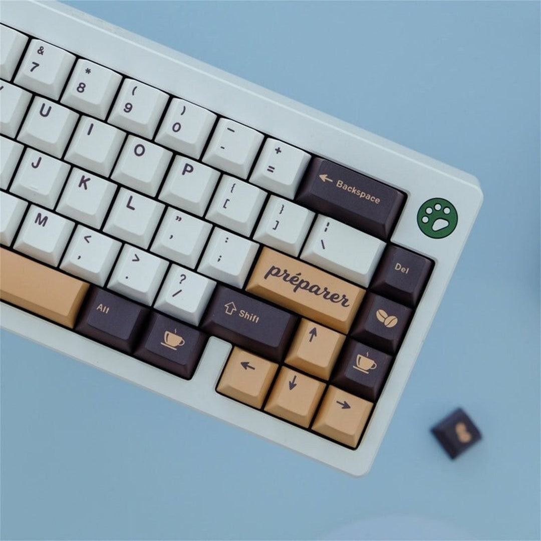 129pcs Coffee Theme Keycaps Set Minimalist Style Keycaps PBT Etsy