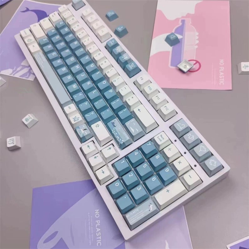 Ocean Whale Keycap Set142 Keys Blue Sea PBT Keycap Set Etsy
