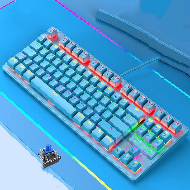 Pastel Lighting Keyboard 87 Keys USB Wired Gaming Keyboard Etsy