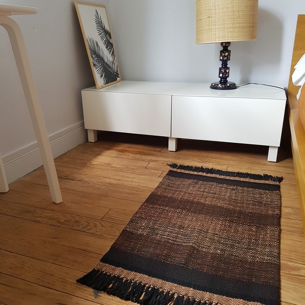 Tapis 54 x 88 laine et coton tissé à la main en France