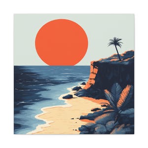 Sunset Beach Canvas Art, Tropical Wall Decor, Coastal Home Decoration, Gift for Ocean Lovers, Relaxing Vibes