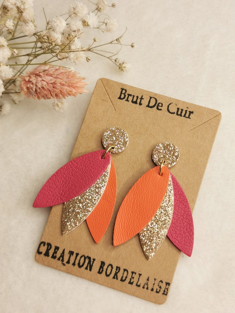 BO en cuir recyclé et paillettes duo orange & fushia