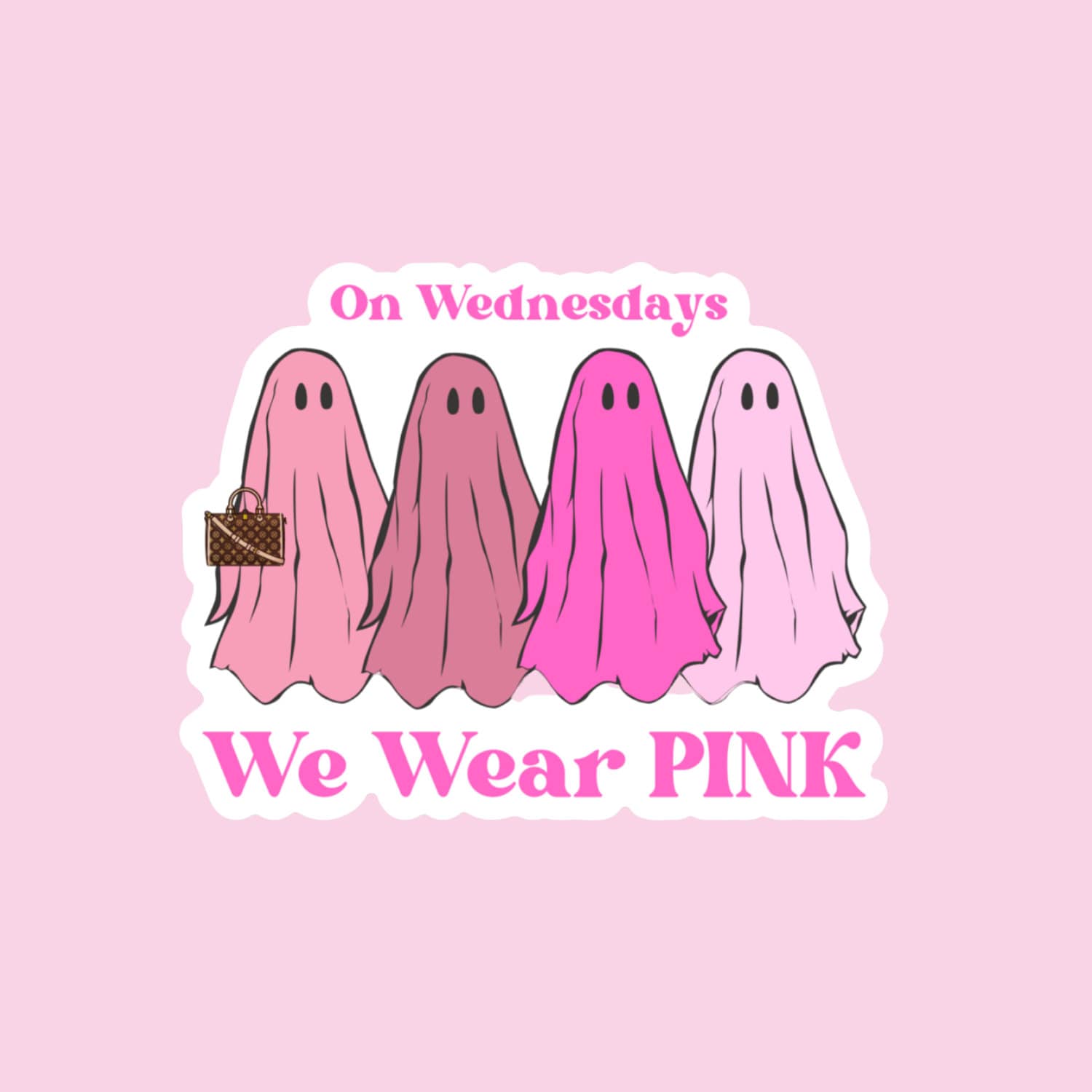 On Wednesdays We Wear Pink Funny Ghost Halloween Sticker Etsy