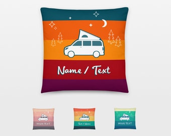 Campervan Pillow Personalized / Custom Text Cushion Cover / Camper Decor / Vanlife Accessory