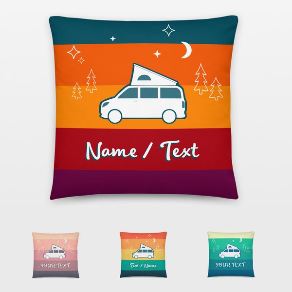 Coussin camping-car personnalisable | Taie d'oreiller avec nom ou texte | Cadeau camping-car personnalisé