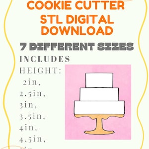 STL DIGITAL FILE  Wedding cake cookie cutters, bridal shower, 3d printing, cake on a stand, tiered cake