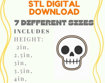 Dia de los muertos sugar skull cookie cutter STL DIGITAL FILE, Halloween design, 3d printing download for fall and mexican celebration, 3d
