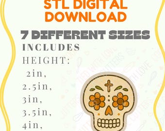 Sugar Skull cookie cutter STL DIGITAL FILE, 3d printing design, for dia de los muertos and Mexican celebration, 3d file, fiesta decor