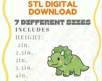 STL FILE dinosaur cookie cutter, download, cookie cutter file, 3D cookie cutter, triceratops