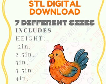 STL DIGITAL FILE  chicken cookie cutters, 3d printing, download