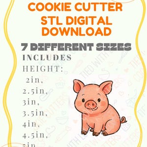 STL DIGITAL FILE  pig cookie cutters, 3d printing, download, farm animals
