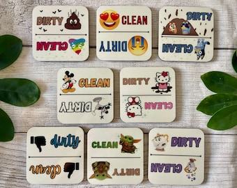 Dishwasher Clean Dirty Magnet, Fun, Stylish, Trendy, Comical, Clean/Dirty Sign, Flip Magnet, Gift Under 10, Household Item, Kitchen Decor