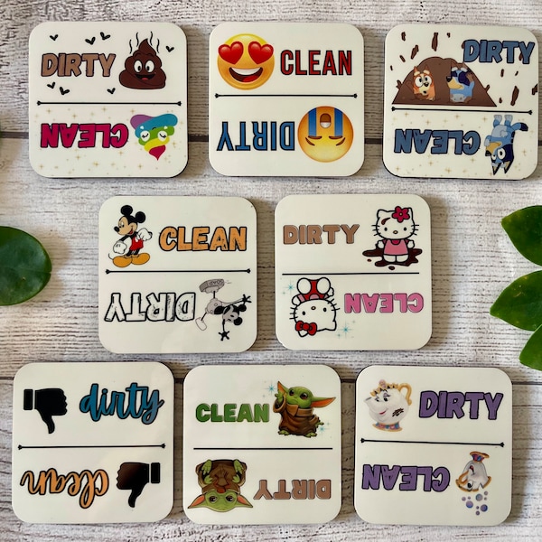 Dishwasher Clean Dirty Magnet, Fun, Stylish, Trendy, Comical, Clean/Dirty Sign, Flip Magnet, Gift Under 10, Household Item, Kitchen Decor