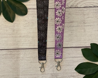 Spiderweb Lanyard: Halloween Badge Holder with Lobster Claw Clip