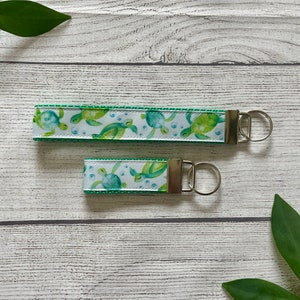 Turtle Key Wristlets, Sea Turtles, Bubbles, Oceans, Key Fob, Mini Keychain, Gift Under 10