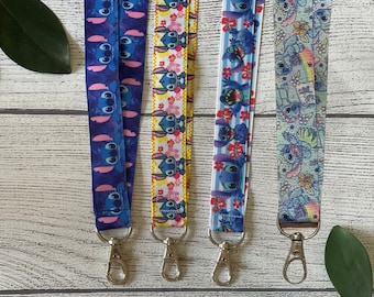 Funny Blue Alien Lanyard, 626 with Flowers Badge Holder, Lightweight, Comfortable, Stocking Stuffer, Gift Under 10