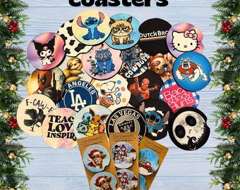 Car Coasters, Set of 2, Custom Picture, Gift Under 10, Accessory, Stocking Stuffer