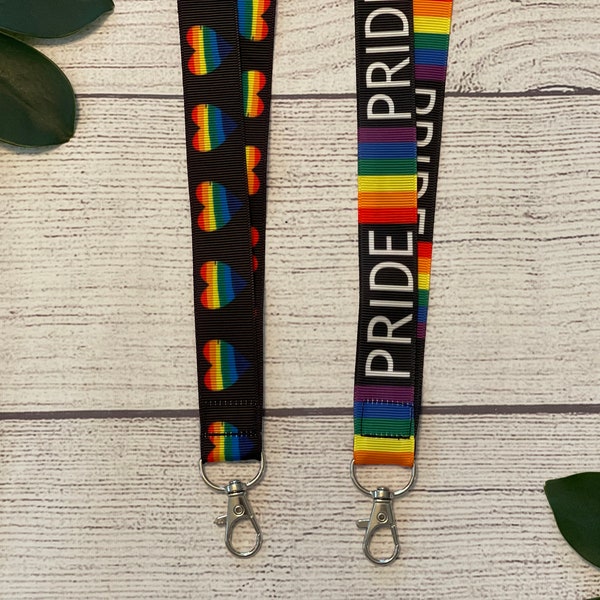 Pride Lanyard, LGBTQ, Rainbow, Badge Holder, Comfortable, Lightweight, Gift Under 10, Stocking Stuffer