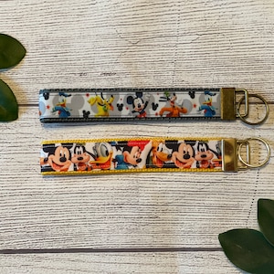 Character Friends, Fab 5, Famous Mouse, Duck, Key Wristlet, Key Fob, Keychain, Gift Under 10, Stocking Stuffer