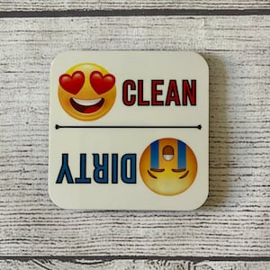 Aimant lavable au lave-vaisselle, amusant, élégant, tendance, comique, signe propre/sale, aimant rabattable, cadeau de moins de 10 ans, article ménager, décoration de cuisine Face Emojis