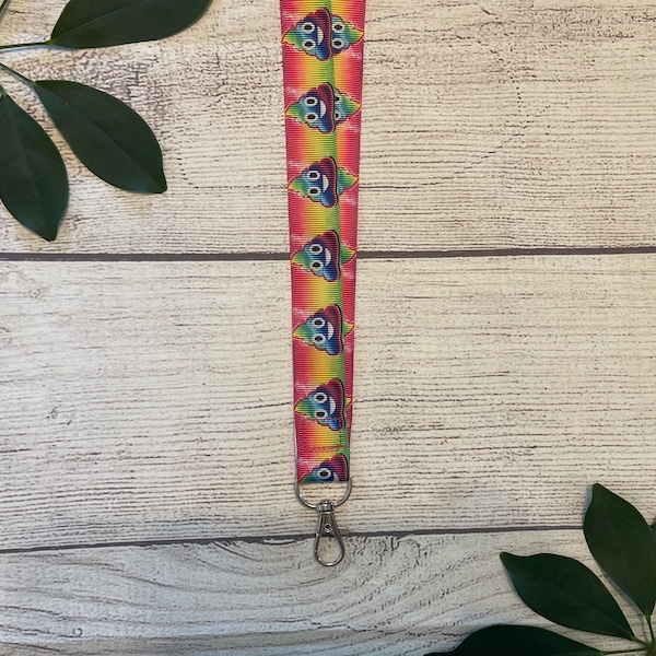 Fun Rainbow Poop Lanyard, Comical Badge Holder, School ID Holder,  Comfortable, Lightweight, Gift under 10