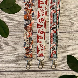 Horror Lanyard, Scary Doll, Bloody Hands, Zombie, Badge Holder, Crazy Clown, Comfortable, Lightweight, Pin Trading, Gift under 10