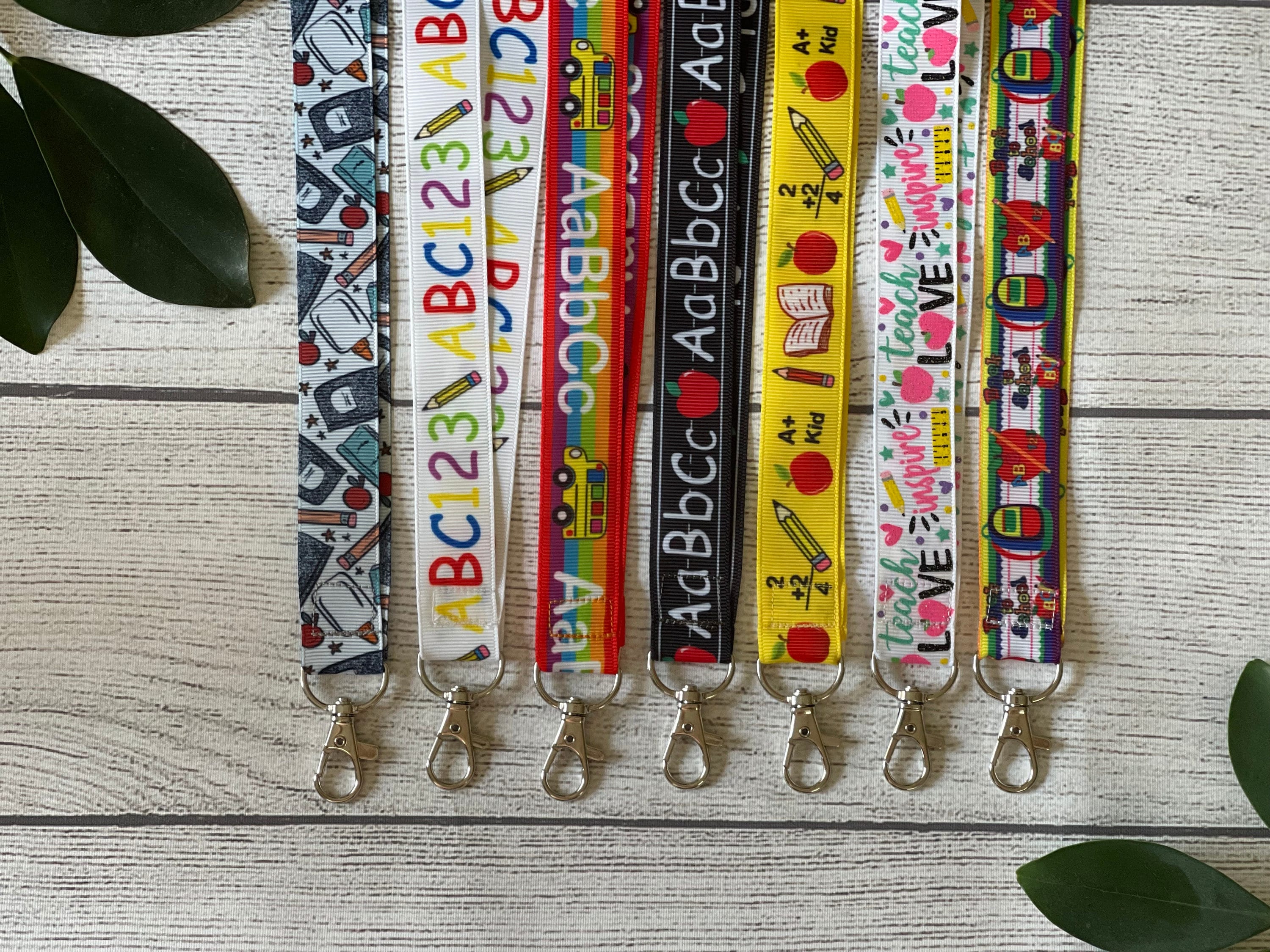 Teacher School Inspired Lanyard, Teach, Inspire, Back to School. Apples, Education, Comfortable, Lightweight, Badge Holder, Gift Under 10