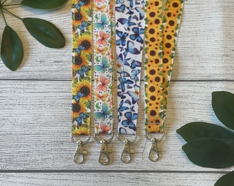 Sunflower and Butterfly Lanyard: ID Badge Holder