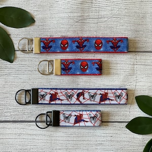 Spidey Key Wristlet, Superhero Key Fob, Web Keychain, Gift For Him, Gift Under 10, Stocking Stuffer