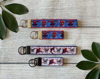 Spidey Key Wristlet, Superhero Key Fob, Web Keychain, Gift For Him, Gift Under 10, Stocking Stuffer
