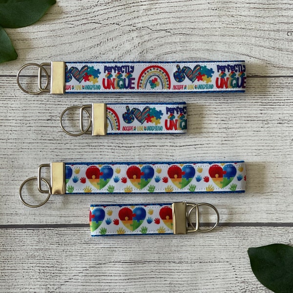 Autism Awareness Key Wristlet, Key Fob, Keychain, Gift Under 10, Special Education Teacher Gift, Stocking Stuffer