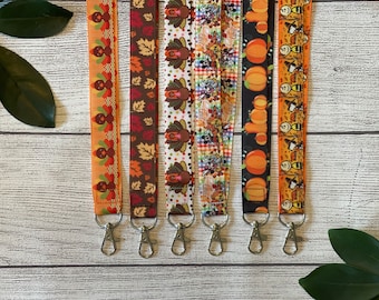 Thanksgiving Lanyard, Fall, Famous Mouse, Famous Beagle, Turkey, Pumpkins, Badge Holder, Comfortable, Lightweight, Holiday Accessory