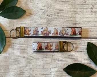 Old School Silly Old Bear, Oh Bother, Key Wristlet, Keychain, Key Fob, Gift Under 10, Stocking Stuffer