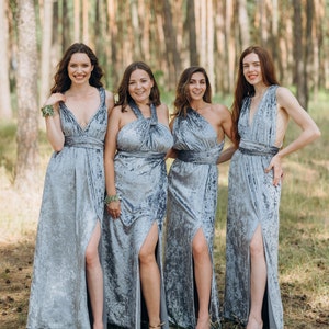 steel blue bridesmaid dresses