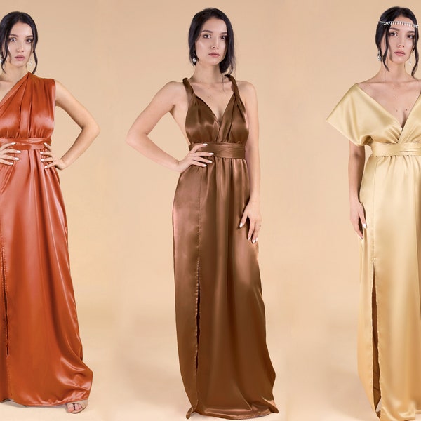 Bridesmaid Dress, Bridesmaid Dresses, Satin Bridesmaid Dress, Silk Bridesmaid Dress Long Multiway Infinity Dress Convertible Wrap Prom Dress