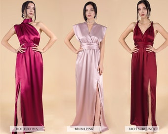 Bridesmaid Dress, Bridesmaid Dresses, Satin Bridesmaid Dress, Silk Bridesmaid Dress Long Multiway Infinity Dress Convertible Wrap Prom Dress