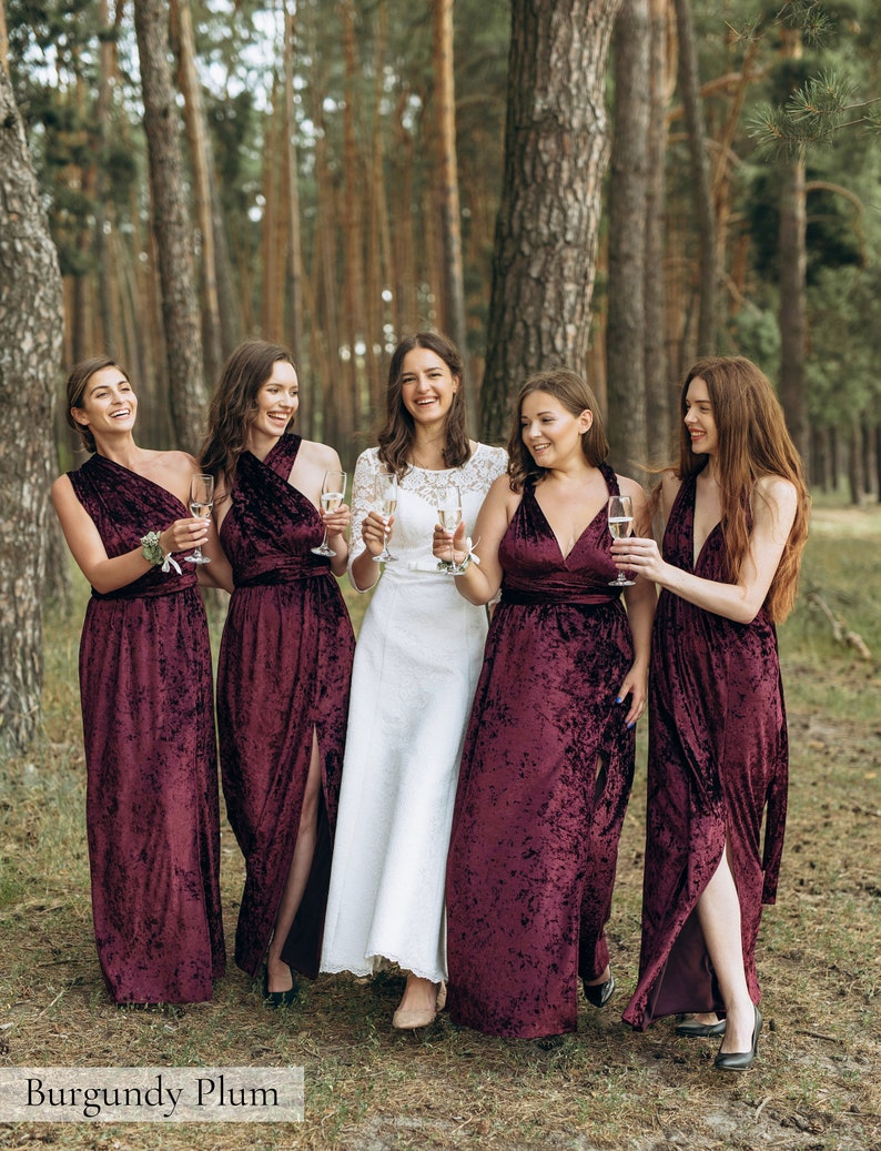 Marble Velvet Dress, Crushed Velvet Dress Infinity Dress Multiway Dresses Maxi Dress Gold Bridesmaid Dress Champagne Winter Dress Wrap Dress image 6