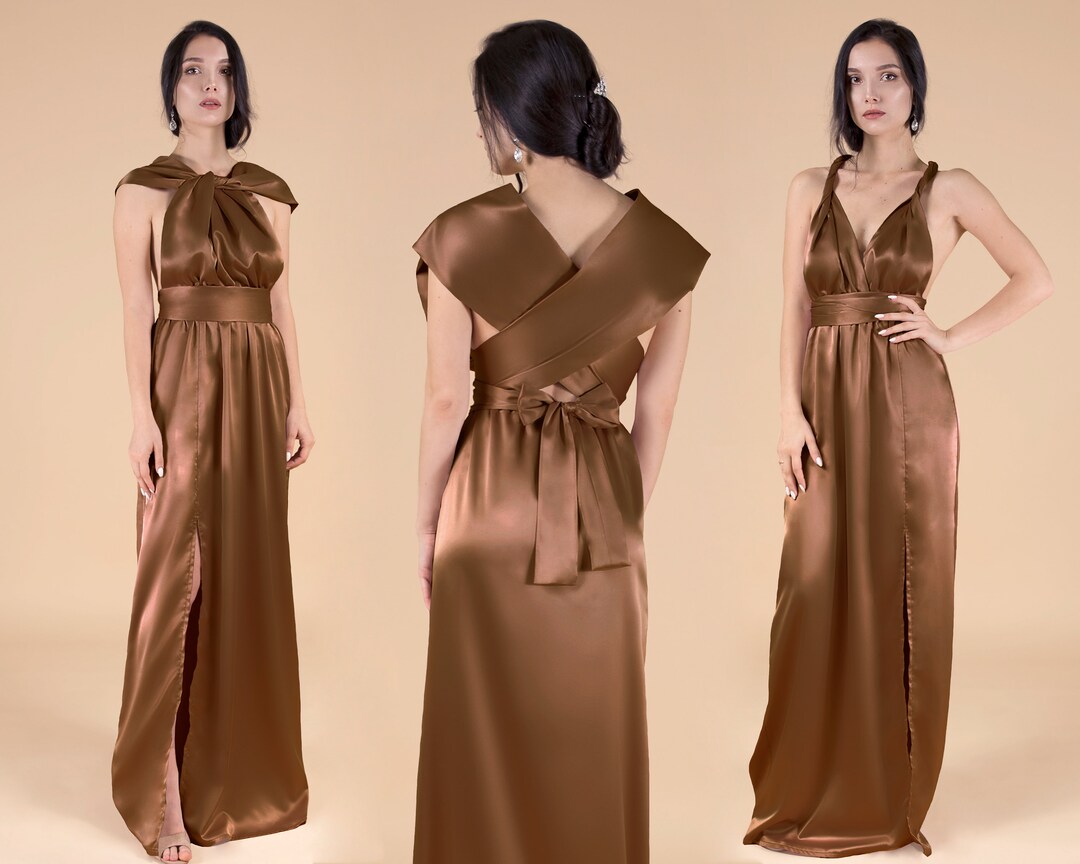Bridesmaid Dress Satin Bridesmaid Dresses Copper Brown Rust Bronze 