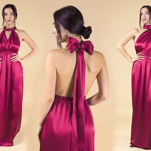 Fuchsia Bridesmaid Dress, Pink Bridesmaid Dresses, Prom Dress, Graduation Dress, Evening Dress, Silk Infinity Dress, Satin Multiway Dress