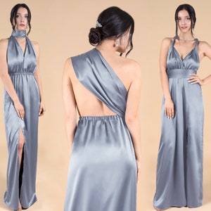 Dusty Blue Bridesmaid Dress, Bridesmaid Dresses, Silk Infinity Dress, Satin Multiway Dress, Prom Dress, Graduation Dress, Evening Dress