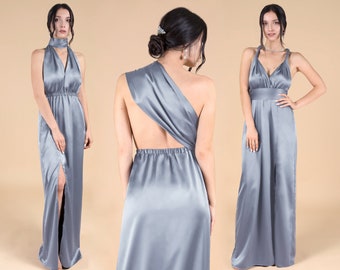 Dusty Blue Bridesmaid Dress, Bridesmaid Dresses, Silk Infinity Dress, Satin Multiway Dress, Prom Dress, Graduation Dress, Evening Dress